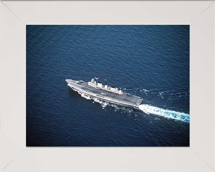 HMS Invincible (R05) Photo Print - At Sea 1991 - Royal Navy Invincible Class Aircraft Carrier Hampshire Prints 10 x 8 White Frame No