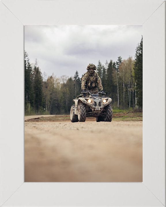 1 Mercian Soldier Riding a Quad bike Photo Print - British Army Hampshire Prints 10 x 8 White Frame No
