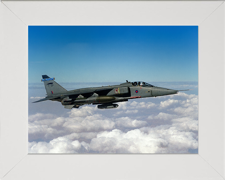 RAF Jaguar Jet in flight Photo Print - Royal Air Force Aircraft Hampshire Prints 10 x 8 White Frame No