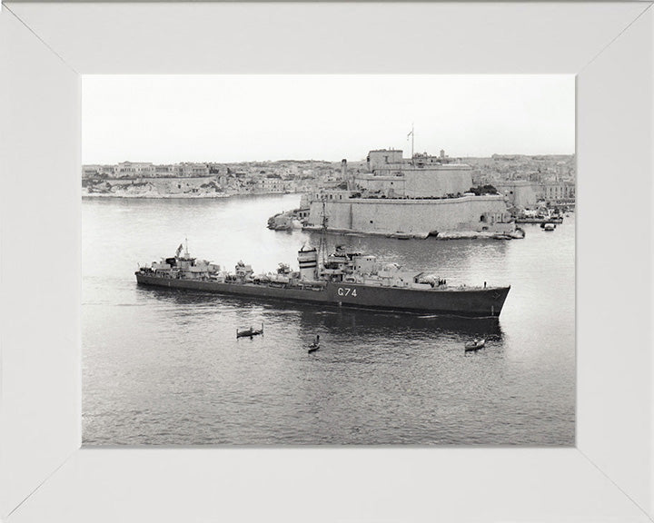 HMS Legion (G74) Photo Print - Valletta Malta - Royal Navy A Class Destroyer Hampshire Prints 10 x 8 White Frame No
