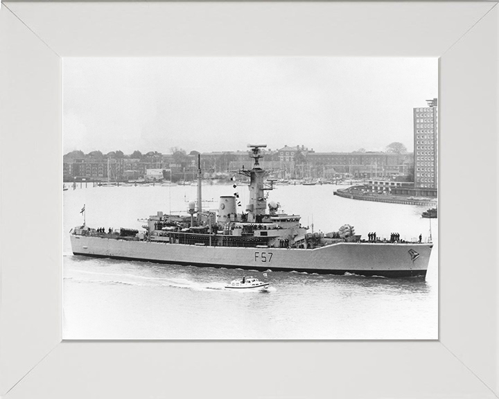 HMS Andromeda (F57) Royal Navy Leander Class Frigate Passing Gosport Photo Print Wall Art Decor Posters, Prints, & Visual Artwork Hampshire Prints 10 x 8 White Frame No