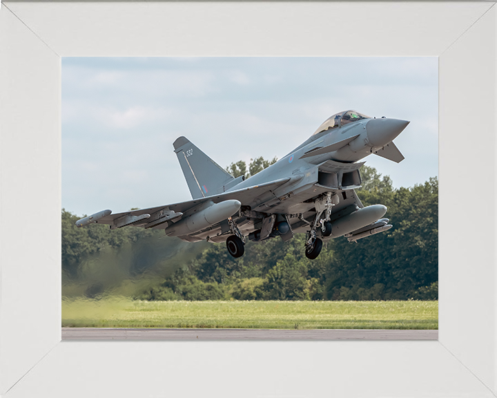 RAF Typhoon FGR4 Taking off 2025 Photo Print - Royal Air Force Aircraft Hampshire Prints 10 x 8 White Frame No
