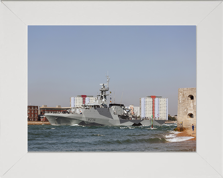 HMS Spey (P234) Photo Print - Portsmouth - Royal Navy River Class Patrol Vessel Hampshire Prints 10 x 8 White Frame No