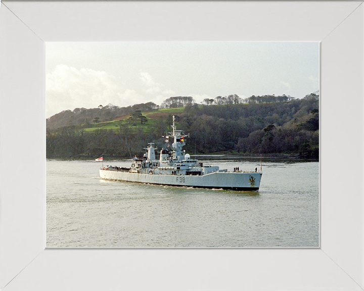 HMS Arethusa (F38) Royal Navy Leander Class Frigate Plymouth Sound Photo Print Wall Art Decor Posters, Prints, & Visual Artwork Hampshire Prints 10 x 8 White Frame No