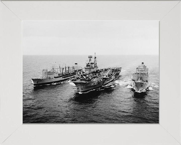 HMS Eagle (R05) Photo Print - RAS 1969 - Royal Navy Audacious Class Aircraft Carrier Hampshire Prints 10 x 8 White Frame No