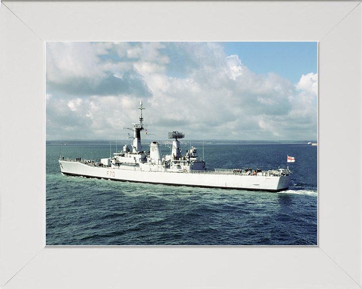 HMS Apollo (F70) Royal Navy Leander Class Frigate Leaving Port Photo Print Wall Art Decor Posters, Prints, & Visual Artwork Hampshire Prints 10 x 8 White Frame No