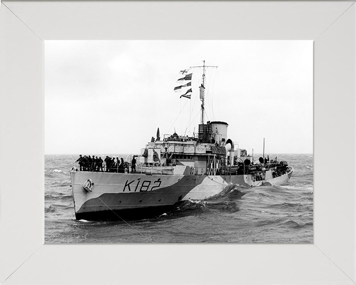 HMS Bittersweet (K182) Photo Print - Under Tow 1943 - Royal Navy Flower Class Corvette Hampshire Prints 10 x 8 White Frame No