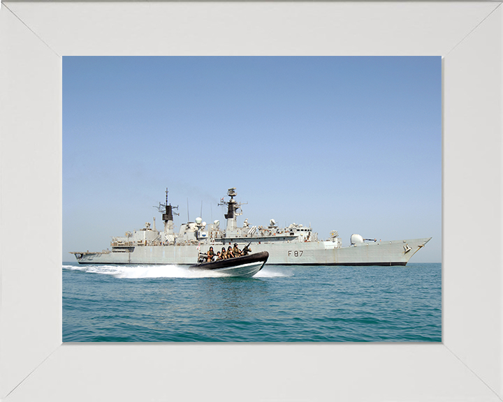 HMS Chatham (F87) Photo Print - Al Basrah Iraqi 2008 - Royal Navy Type 22 Frigate Posters, Prints, & Visual Artwork Hampshire Prints 10 x 8 White Frame No