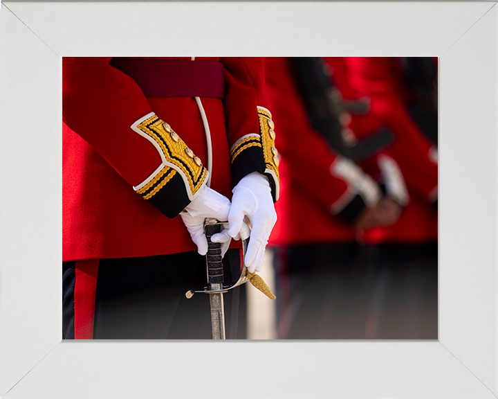 Coldstream Guardsmen officer on Parade Photo Print - British Army Hampshire Prints 10 x 8 White Frame No