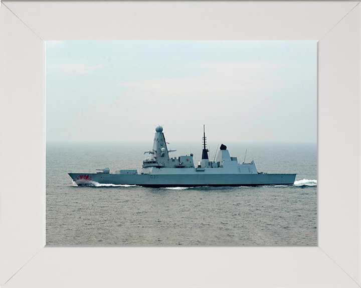 HMS Dragon (D35) Photo Print - At Sea 2018 - Royal Navy Type 45 Destroyer Hampshire Prints 10 x 8 White Frame No