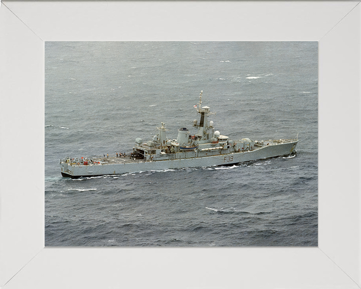 HMS Naiad (F39) Photo Print - Atlantic 1981 - Royal Navy Leander Class Frigate Hampshire Prints 10 x 8 White Frame No