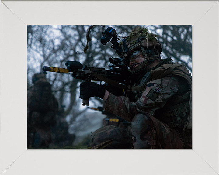 Female officer Cadet During an exercise Photo Print - British Army Hampshire Prints 10 x 8 White Frame No