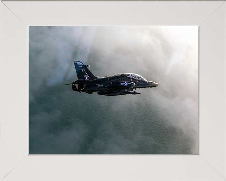 RAF Hawk T2 Jet in flight Photo Print - Royal Air Force Aircraft Hampshire Prints 10 x 8 White Frame No