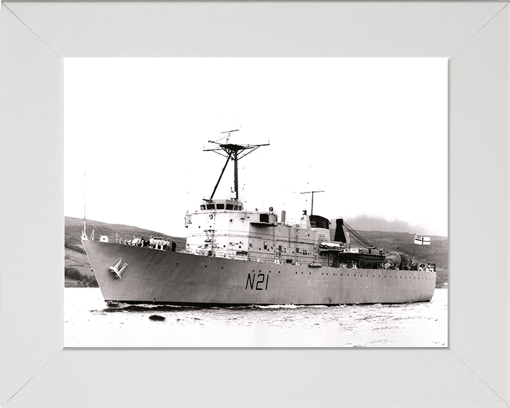 HMS Abdiel (N21) Photo Print - Entering Harbour - Royal Navy Abdiel Class Minelayer Posters, Prints, & Visual Artwork Hampshire Prints 10 x 8 White Frame No