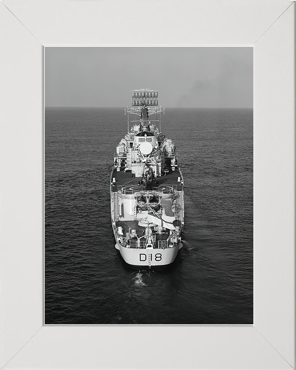 HMS Antrim (D18) Royal Navy County Class Destroyer Stern View Photo Print Wall Art Decor Posters, Prints, & Visual Artwork Hampshire Prints 10 x 8 White Frame No