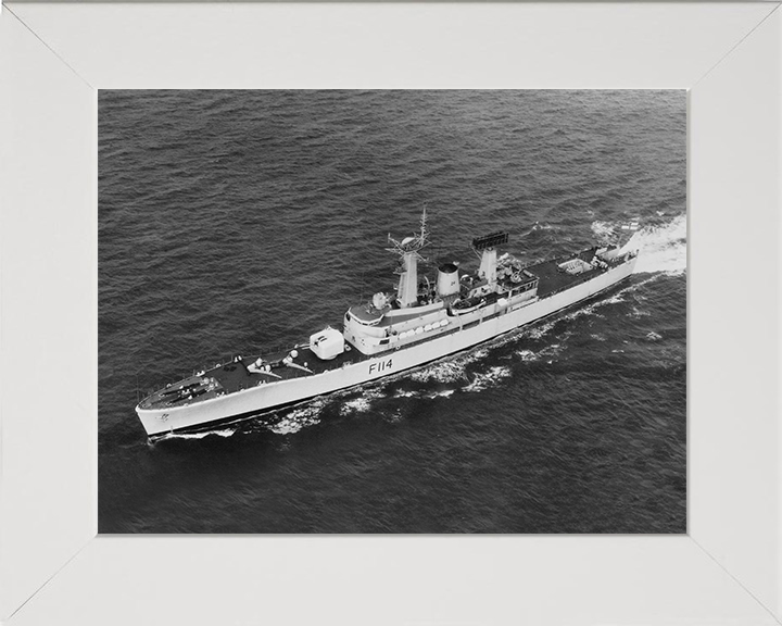 HMS Ajax (F114) Photo Print - Underway - Royal Navy Leander Class Frigate Posters, Prints, & Visual Artwork Hampshire Prints 10 x 8 White Frame No