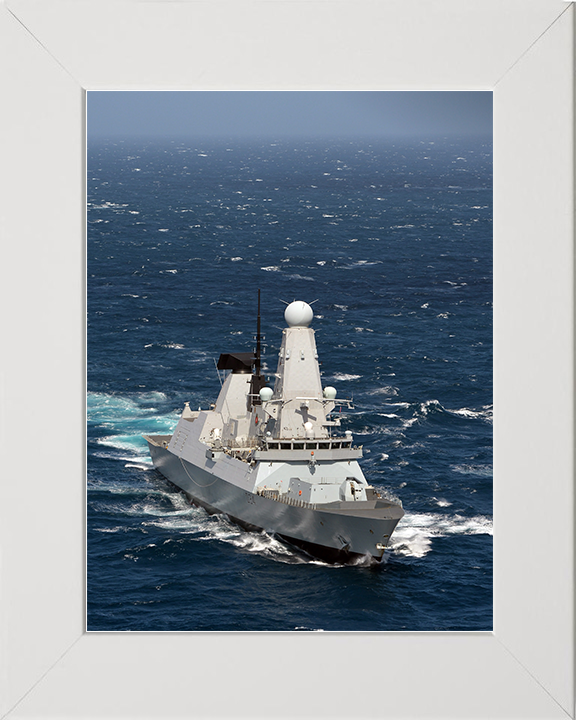 HMS Diamond (D34) Royal Navy Type 45 Destroyer Underway Portrait Photo Print Wall Art Decor Posters, Prints, & Visual Artwork Hampshire Prints 10 x 8 White Frame No