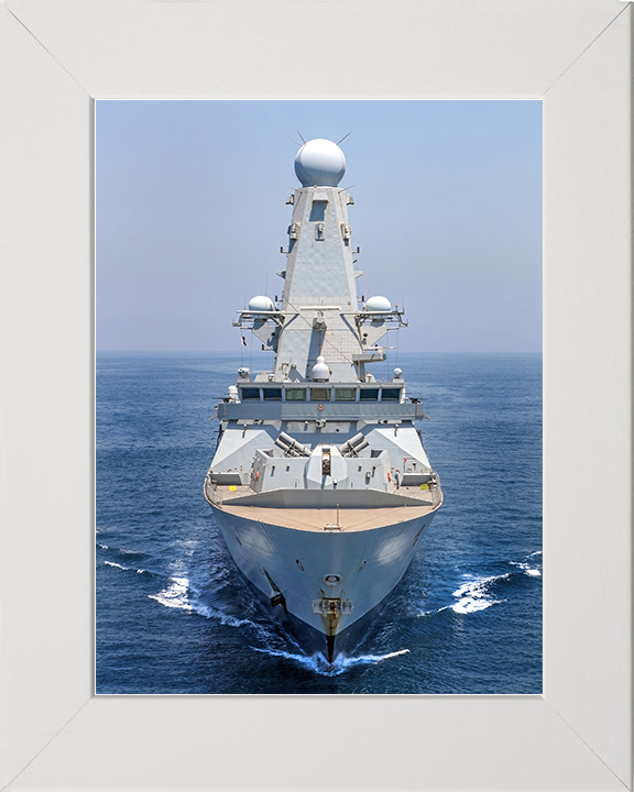 HMS Duncan (D37) Royal Navy Type 45 Destroyer High Bow View Photo Print Wall Art Decor Posters, Prints, & Visual Artwork Hampshire Prints 10 x 8 White Frame No
