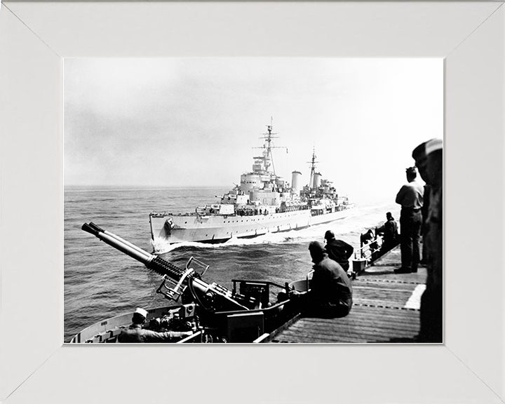 HMS Belfast (C35) Royal Navy Town Class Light Cruiser At Sea 1952 Photo Print Wall Art Decor Posters, Prints, & Visual Artwork Hampshire Prints 10 x 8 White Frame No