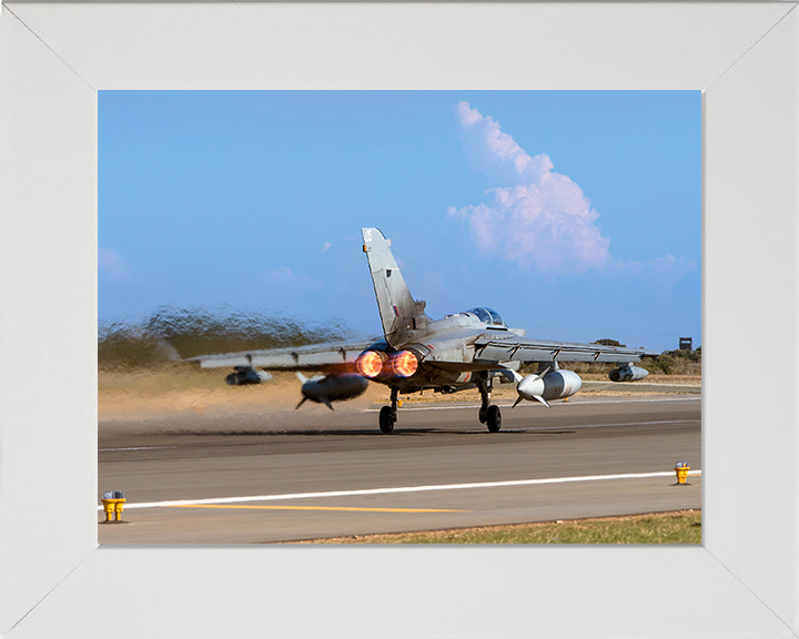 RAF Tornado GR4 Taking off Photo Print - Royal Air Force Aircraft Hampshire Prints 10 x 8 White Frame No