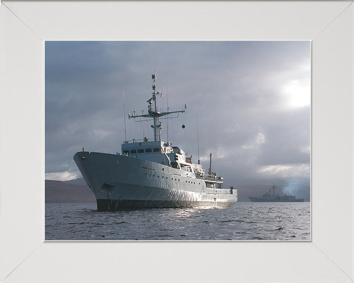 HMS Beagle (H319) Royal Navy Bulldog Class Survey Vessel With USS Stark Photo Print Wall Art Decor Posters, Prints, & Visual Artwork Hampshire Prints 10 x 8 White Frame No
