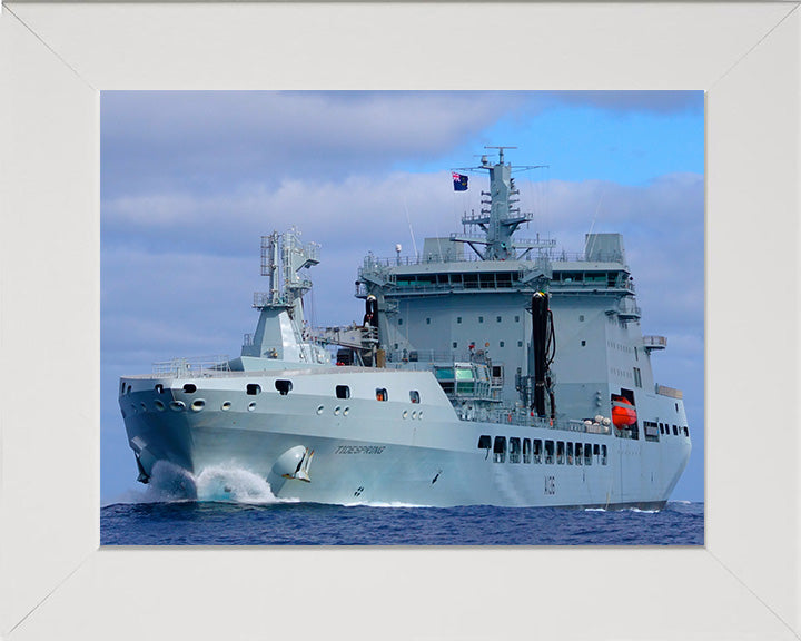 RFA Tidespring (A136) Photo Print - Port Bow View at Sea - Royal Fleet Auxiliary Tide Class Tanker Hampshire Prints 10 x 8 White Frame No