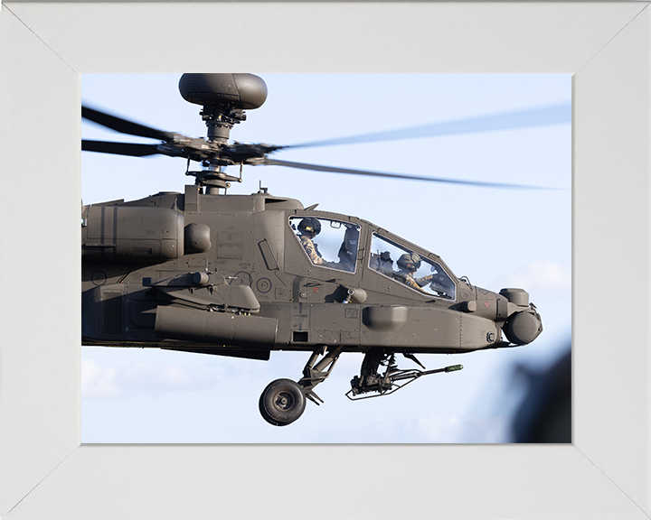Army Apache Echo Helicopter cockpit Close up Photo Print - British Army Hampshire Prints 10 x 8 White Frame No
