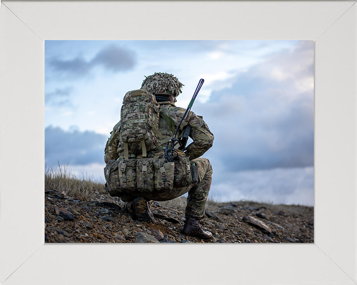 Grenadier Guardsman Portrait Photo Print - British Army Hampshire Prints 10 x 8 White Frame No
