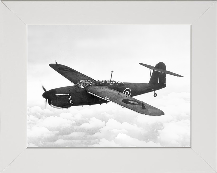 Fairey Barracuda I in flight Photo Print - Royal Navy Aircraft Posters, Prints, & Visual Artwork Hampshire Prints 10 x 8 White Frame No