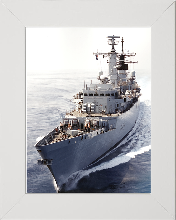 HMS Beaver (F93) Royal Navy Type 22 Frigate Port Bow View Photo Print Wall Art Decor Posters, Prints, & Visual Artwork Hampshire Prints 10 x 8 White Frame No