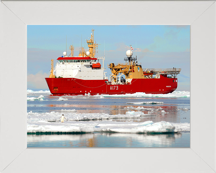 HMS Protector (A173) Photo Print - Reflections 2016 - Royal Navy Ice Patrol Vessel Hampshire Prints 10 x 8 White Frame No