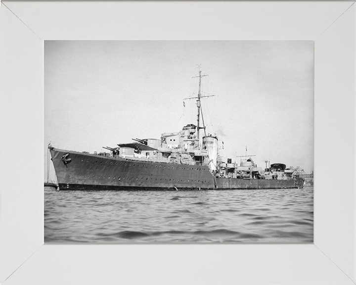 HMS Kelvin (F37) Photo Print - At A Buoy 1940 - Royal Navy K Class Destroyer Posters, Prints, & Visual Artwork Hampshire Prints 10 x 8 White Frame No