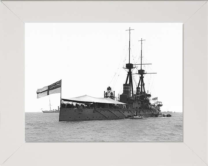 HMS Temeraire (1907) Photo Print - Spithead 1909 - Royal Navy Bellerophon Class Battleship Hampshire Prints 10 x 8 White Frame No