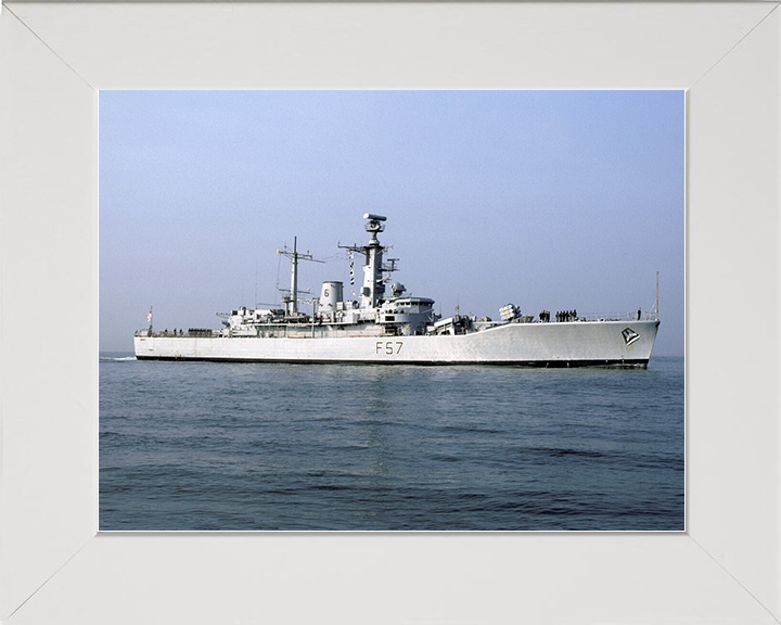 HMS Andromeda (F57) Royal Navy Leander Class Frigate Entering Port Photo Print Wall Art Decor Posters, Prints, & Visual Artwork Hampshire Prints 10 x 8 White Frame No
