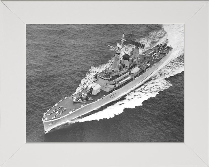 HMS Scylla (F71) Photo Print - From Above - Royal Navy Leander Class Frigate Posters, Prints, & Visual Artwork Hampshire Prints 10 x 8 White Frame No