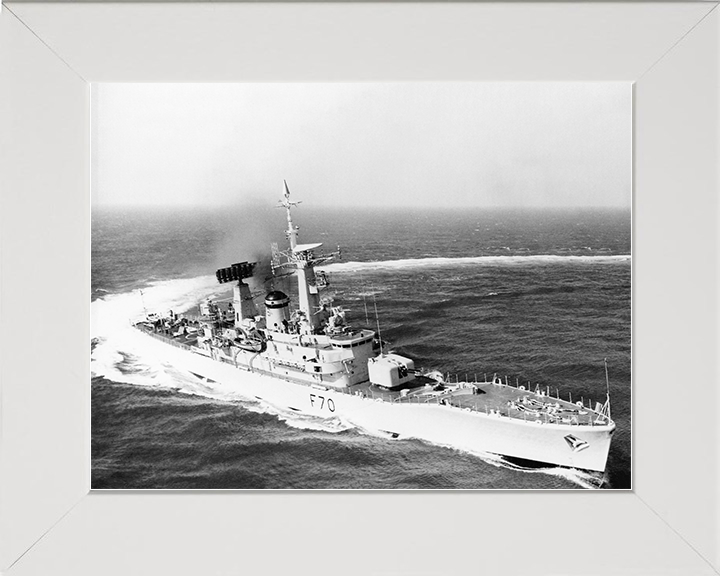 HMS Apollo (F70) Royal Navy Leander Class Frigate Hard Turn To Port Photo Print Wall Art Decor Posters, Prints, & Visual Artwork Hampshire Prints 10 x 8 White Frame No