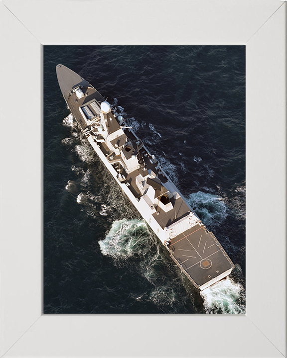 HMS Diamond (D34) Royal Navy Type 45 Destroyer From Above Photo Print Wall Art Decor Posters, Prints, & Visual Artwork Hampshire Prints 10 x 8 White Frame No