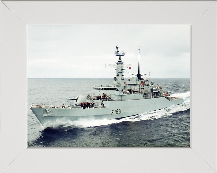 HMS Amazon (F169) Royal Navy Type 21 Frigate Underway Photo Print Wall Art Decor Posters, Prints, & Visual Artwork Hampshire Prints 10 x 8 White Frame No
