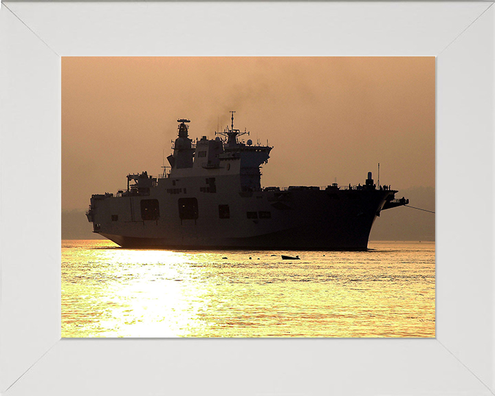 HMS Ocean (L12) Photo Print - at Sunset 2001 - Royal Navy Landing Platform Helicopter