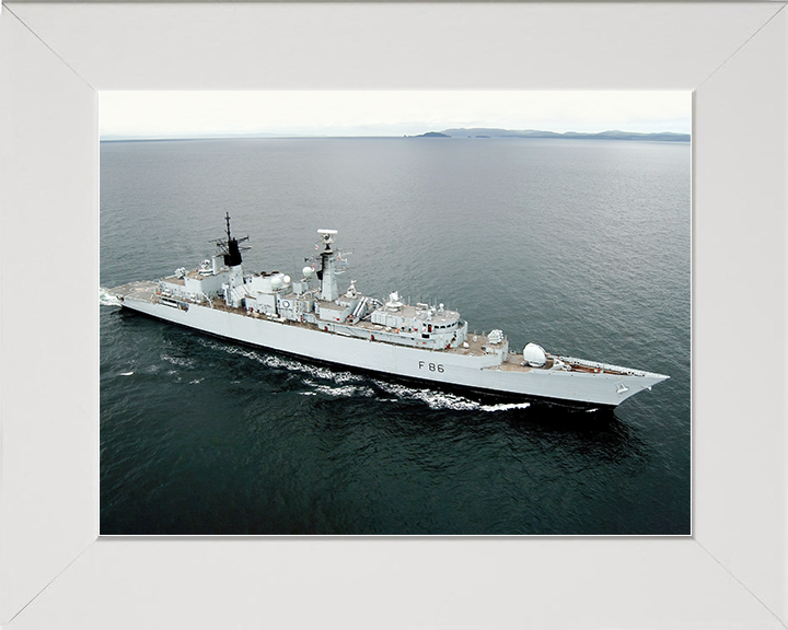 HMS Campbeltown (F86) Royal Navy Type 22 Frigate High Starboard View Photo Print Wall Art Decor Posters, Prints, & Visual Artwork Hampshire Prints 10 x 8 White Frame No