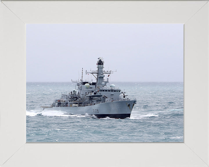 HMS Portland (F79) Photo Print - At Sea - Royal Navy Type 23 Frigate Hampshire Prints 10 x 8 White Frame No
