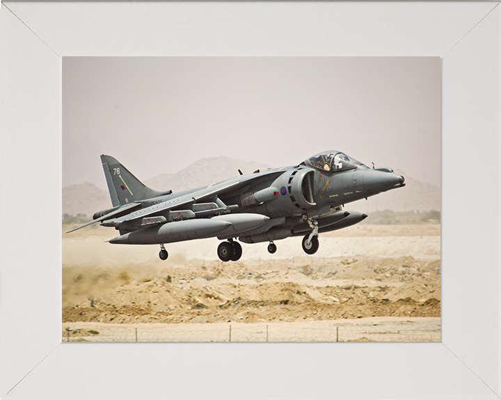 RAF Harrier GR9 Taking off Photo Print - Royal Air Force Aircraft Hampshire Prints 10 x 8 White Frame No