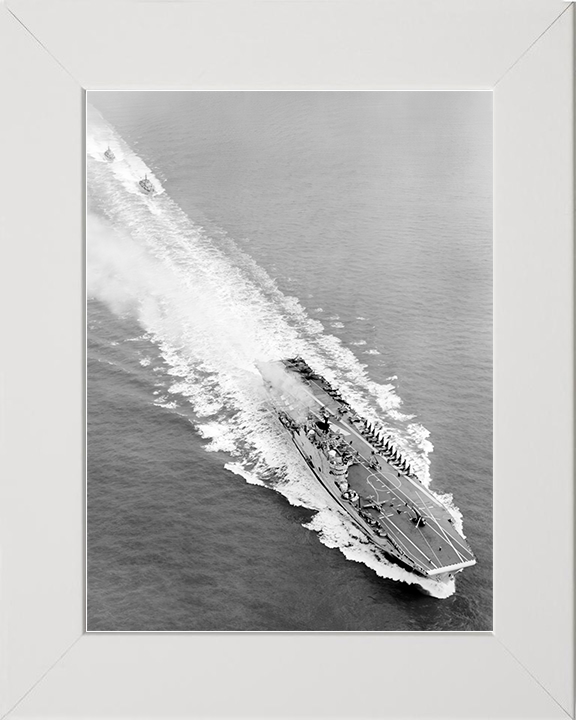 HMS Eagle (R05) Royal Navy Audacious Class Aircraft Carrier From Above Photo Print Wall Art Decor Posters, Prints, & Visual Artwork Hampshire Prints 10 x 8 White Frame No