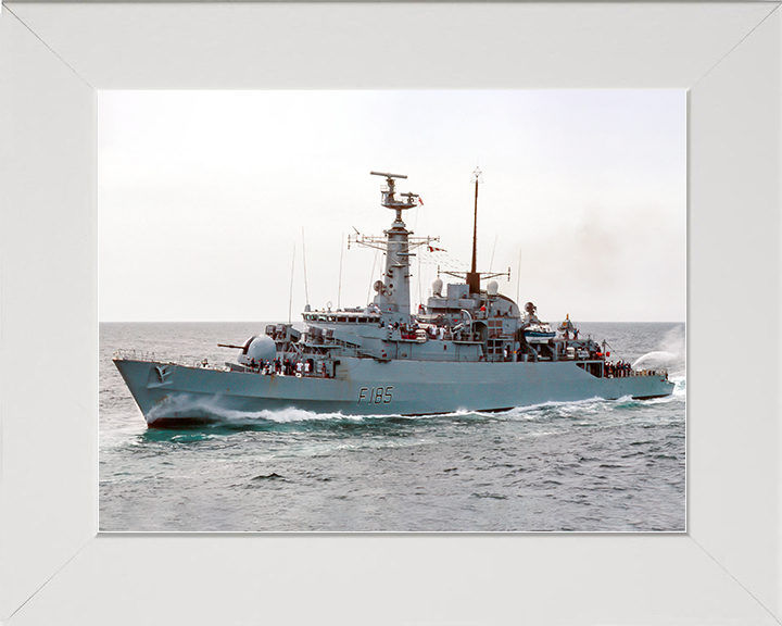 HMS Avenger (F185) Royal Navy Type 21 Frigate Underway Port Side View Photo Print Wall Art Decor Posters, Prints, & Visual Artwork Hampshire Prints 10 x 8 White Frame No