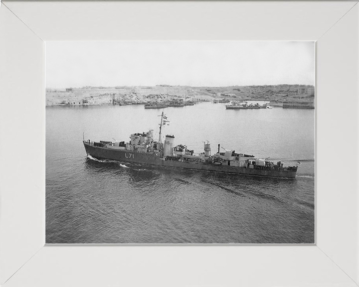HMS Calpe (L71) Royal Navy Hunt Class Destroyer High Port Side View Photo Print Wall Art Decor Posters, Prints, & Visual Artwork Hampshire Prints 10 x 8 White Frame No
