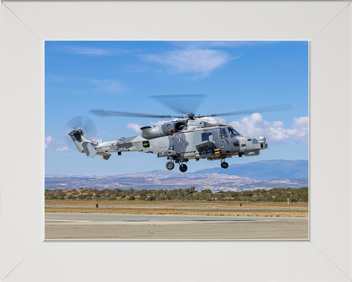Royal Navy Wildcat helicopter RAF Akrotiri Takeoff Photo Print Wall Art Naval Aircraft Decor Posters, Prints, & Visual Artwork Hampshire Prints 10 x 8 White Frame No