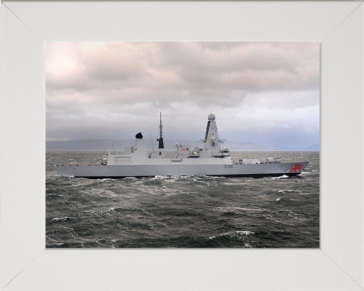 HMS Dragon (D35) Photo Print - During Sea Trials - Royal Navy Type 45 Destroyer Hampshire Prints 10 x 8 White Frame No