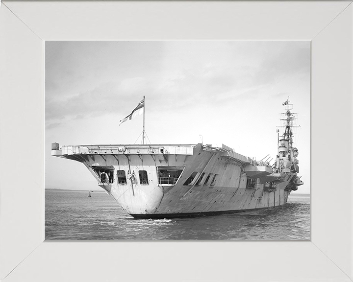 HMS Theseus (R64) Photo Print - Underway 1947 - Royal Navy Colossus Class Aircraft Carrier Hampshire Prints 10 x 8 White Frame No