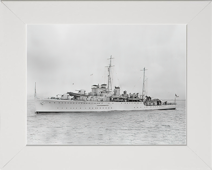 HMS Auckland (L61) Royal Navy Egret Class Sloop Port Side View Photo Print Wall Art Decor Posters, Prints, & Visual Artwork Hampshire Prints 10 x 8 White Frame No