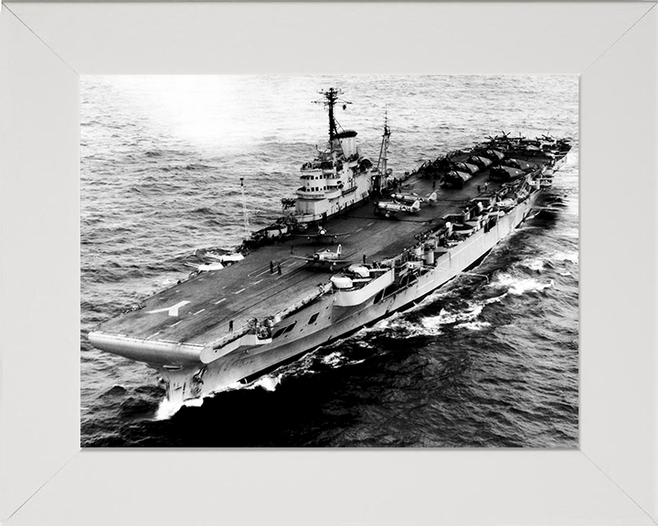 HMS Illustrious (87) Photo Print - Port Bow View - Royal Navy Illustrious Class Aircraft Carrier Hampshire Prints 10 x 8 White Frame No